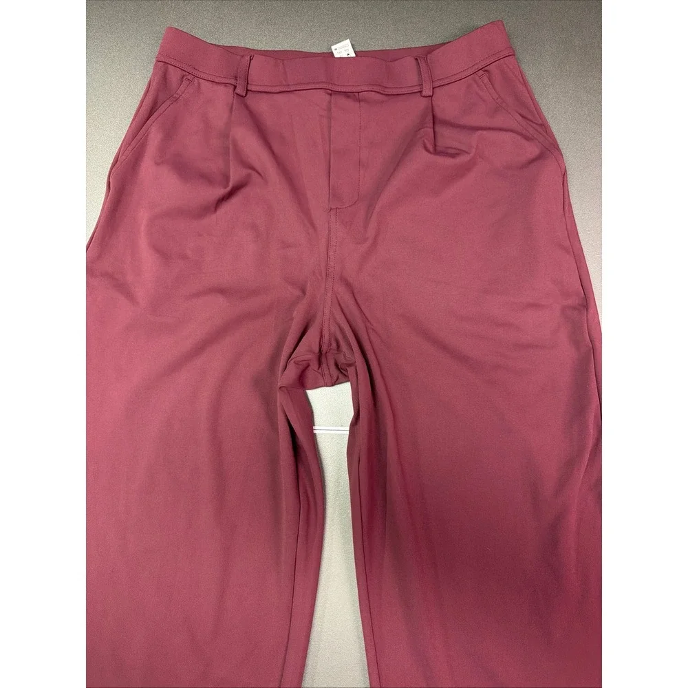 Halara Burgundy Wide Leg Pull On Pants Women's M Regular Stretch Casual - Picture 4 of 10